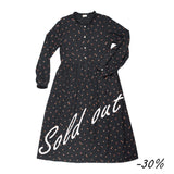 31 Abito lungo manica lunga flanella di lana stampata -  Romantico W14 Donna