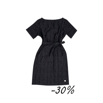 34 Abito corto in shantung di seta nera -  Romantico S16 Donna
