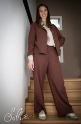 18 Pantalone palazzo in lana amaranto -  Bocciolo S07 Donna