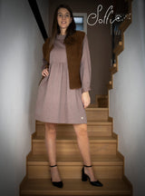 15 Abito midi in cotone garzato -  Romantico W18 Donna