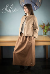 32 Gonna lunga arricciata in rasatello di cotone - Mistral S14 Donna