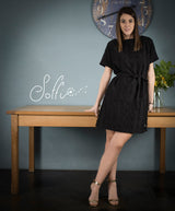 34 Abito corto in shantung di seta nera -  Romantico S16 Donna