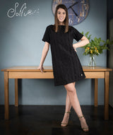 34 Abito corto in shantung di seta nera -  Romantico S16 Donna