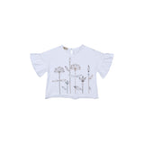010 T-shirt manica aletta dipinta a mano fiori -  Carezza S19
