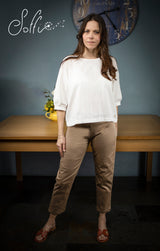 40 Pantalone capri in rasatello elasticizzato -  Bocciolo S10 Donna