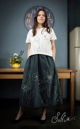 35 Blusa in cotone-lino-seta dipinta a mano -  Corolla S09 Donna