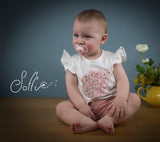 01 T-shirt dipinta a mano fiori e farfalla - Carezza S18