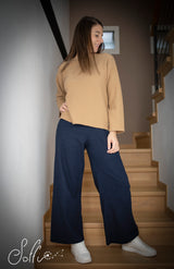 21 Pantalone palazzo in flanella di cotone -  Bocciolo S07 Donna