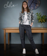 44 Pantalone gamba diritta in denim fiammato - Bocciolo S06 Donna