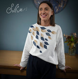 22 T-shirt manica lunga dipinta a mano - Petalo W02 Donna
