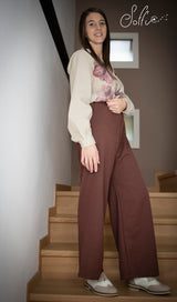 18 Pantalone palazzo in lana amaranto -  Bocciolo S07 Donna