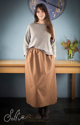 32 Gonna lunga arricciata in rasatello di cotone - Mistral S14 Donna