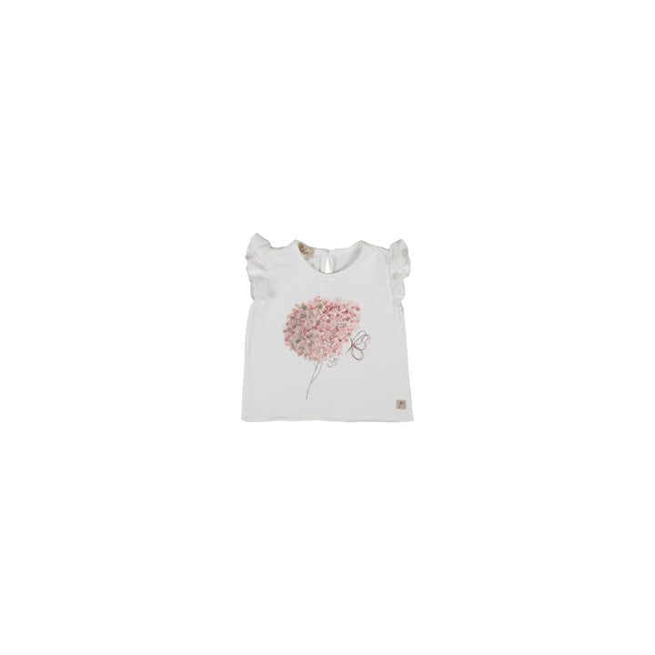 01 T-shirt dipinta a mano fiori e farfalla - Carezza S18