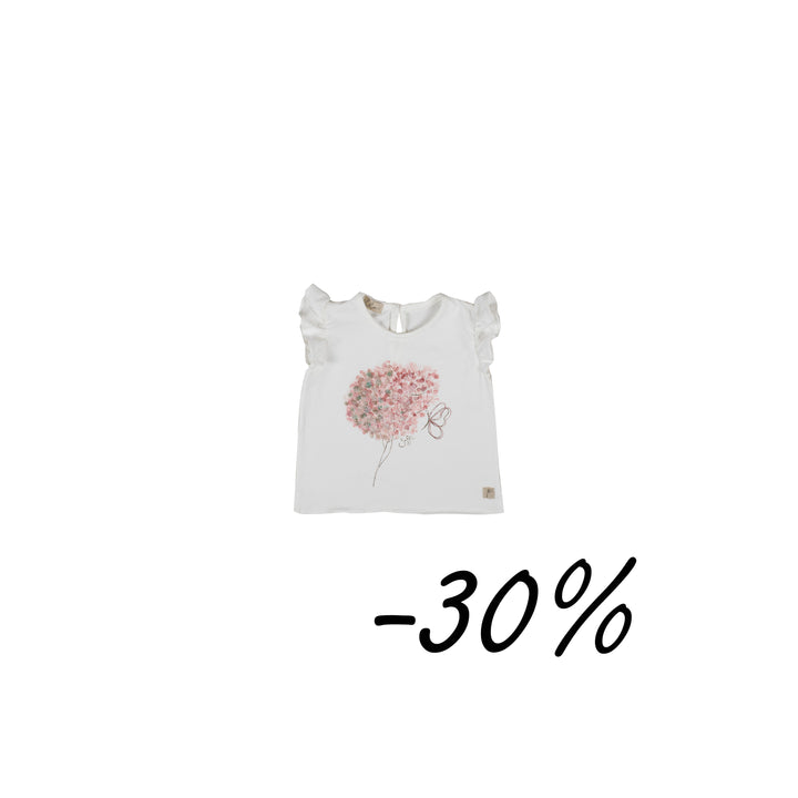 01 T-shirt dipinta a mano fiori e farfalla - Carezza S18