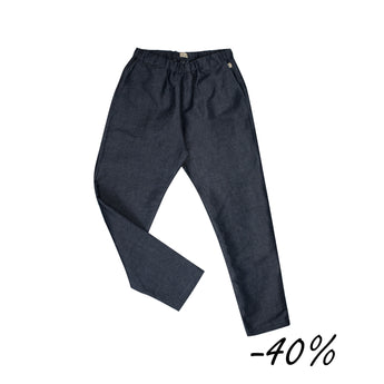 44 Pantalone gamba diritta in denim fiammato - Bocciolo S06 Donna