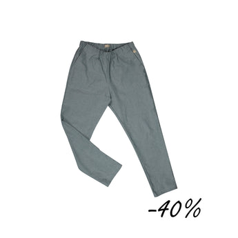 41 Pantalone gamba diritta in denim oxford verde - Bocciolo S06 Donna