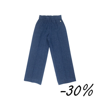 24 Pantalone palazzo in lino gessato -  Bocciolo S08 Donna