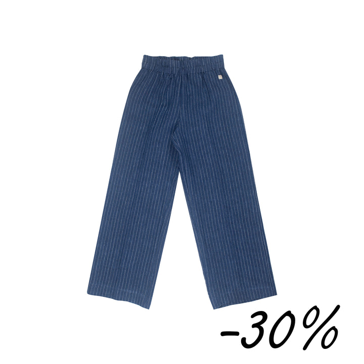 24 Pantalone palazzo in lino gessato -  Bocciolo S08 Donna