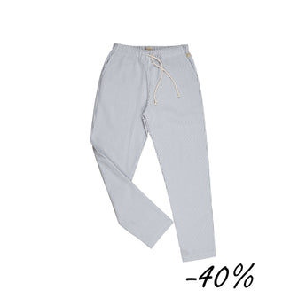 43 Pantalone gamba diritta in cotone rigato - Bocciolo S06 Donna