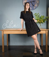 34 Abito corto in shantung di seta nera -  Romantico S16 Donna