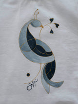 008 T-shirt dipinta a mano pavone art nouveau - Carezza S18