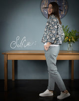 41 Pantalone gamba diritta in denim oxford verde - Bocciolo S06 Donna