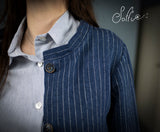 20 Giacca coreana in lino gessato -  Refolo S05 Donna