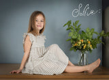 07 Abito con balze lino rigato -  Aria S60