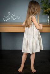 07 Abito con balze lino rigato -  Aria S60
