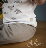 11 T-shirt di cotone dipinta a mano  "pesciolini" -  Zefiro S11