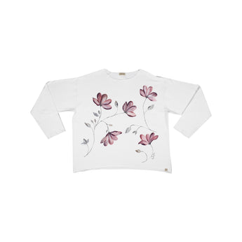 41 T-shirt manica lunga dipinta a mano - Petalo W02 Donna