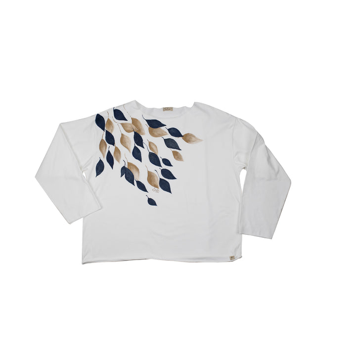 22 T-shirt manica lunga dipinta a mano - Petalo W02 Donna