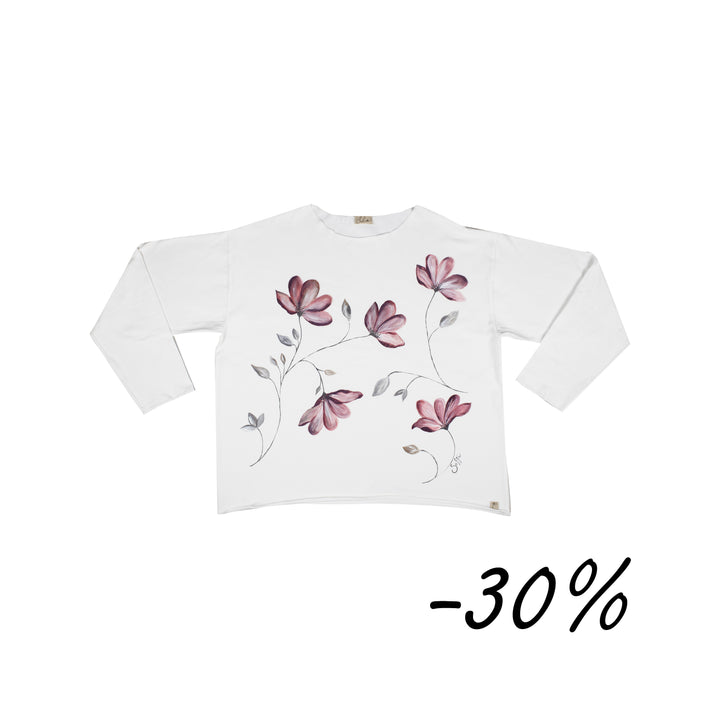 41 T-shirt manica lunga dipinta a mano - Petalo W02 Donna