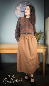 32 Gonna lunga arricciata in rasatello di cotone - Mistral S14 Donna