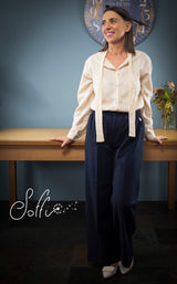20 Camicia manica lunga in cotone operato con fiocco  - Corolla W23 Donna